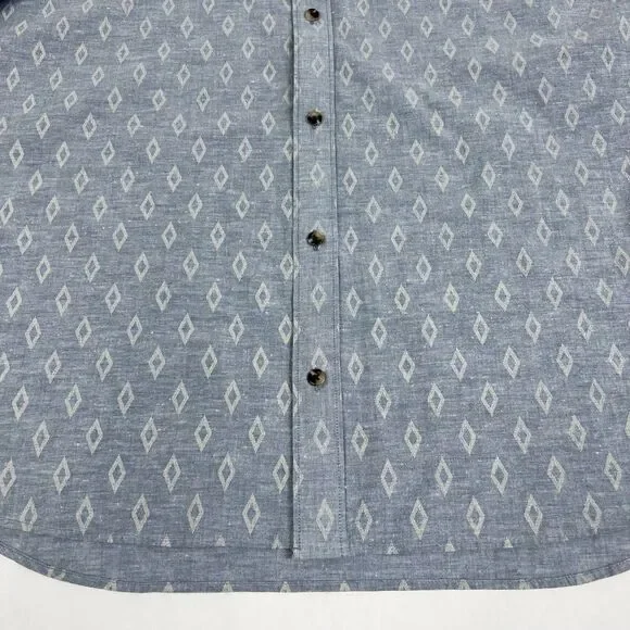 Travis Mathew Blue Gray Diamond Print Short Sleeve Button Down Shirt Men’s XL - Picture 5 of 8